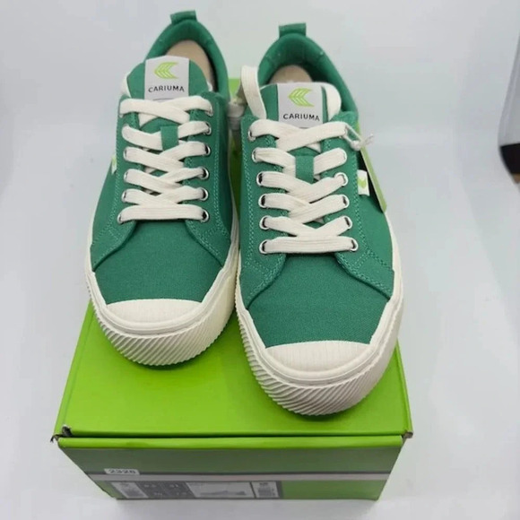 NEW Cariuma Oca Low Canvas Sneaker Shoes Lace-Up Round Toe Green Mens Sz 8.5/10 - Picture 2 of 7